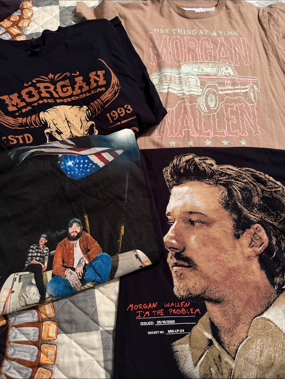 4 Morgan Wallen Graphic Tees - Black, Brown & Tan Options